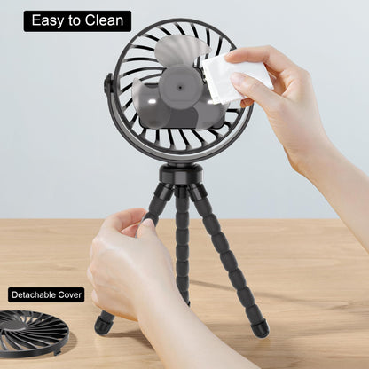 JYJZPB Mini Portable Stroller Fan Clip On for Baby with Flexible Tripod,3 Speed 360° Rotate Rechargeable Handheld Baby Stroller Fan,Cooling Baby Fan for Stroller & Car Seat,Crib,Bike,Treadmill,Travel