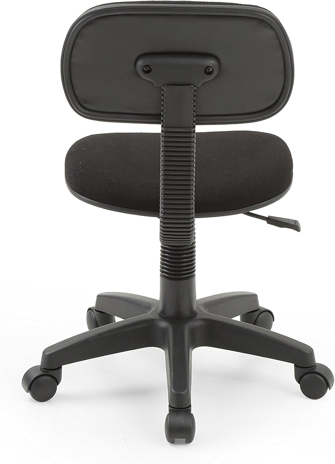 Hodedah Adjustable Height Armless Task Chair, Low-Back Swiveling with Padded Back and Seat in Black