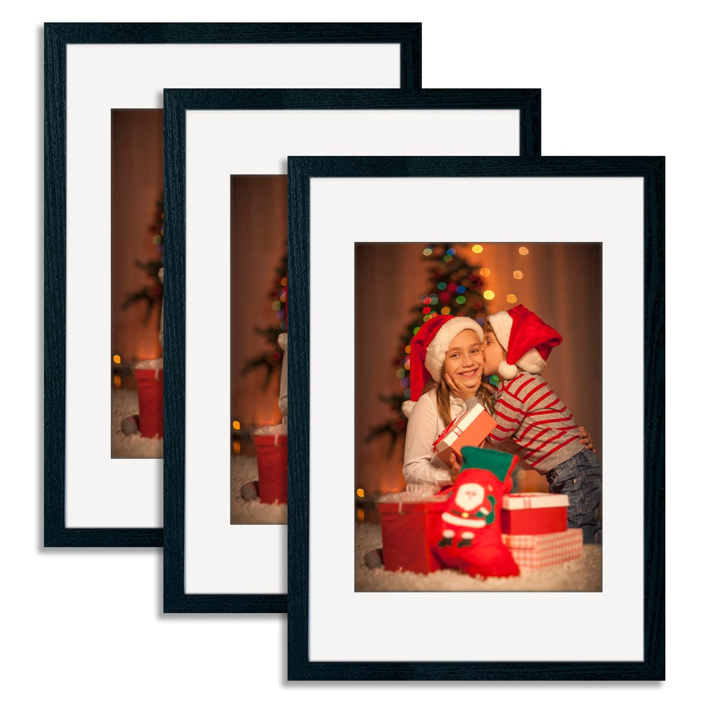 YK Artwood 12x16 Picture Frame 3 Pack Wood Black Poster Frame Set of 3 Display Pictures 8.5x11 with Mat or 12x16 without Mat For Poster Print Photo Diamond Painting Wall Frame Photo Frames with