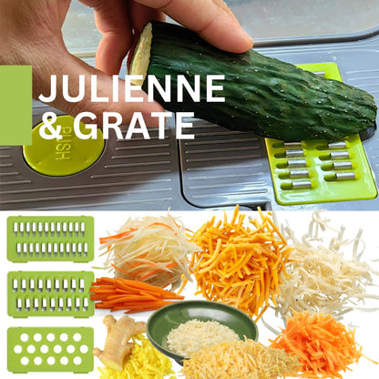 Amazin Goods All-in-One Vegetable Chopper & Prep Station - Multifunctional Food Chopper, Mandoline Slicer, Cheese Grater, Egg Separator, Built-In Cutting Board & Storage Container for Meal Prep