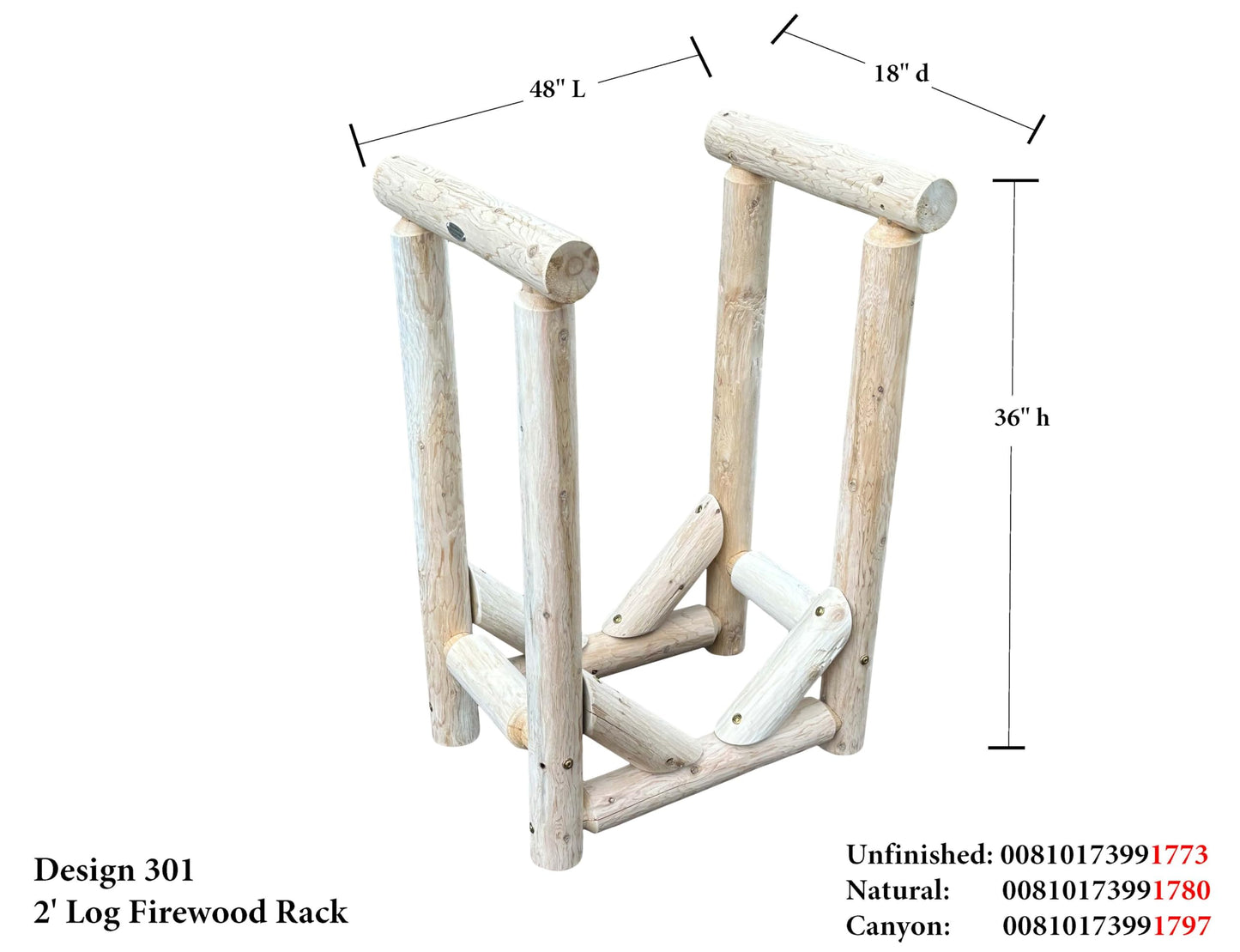 Heavy-Duty Firewood Rack for Outdoor Wood Storage – 2 ft. Canyon Brown Firewood Rack Outdoor Log Holder – Fire Wood Storage Racks, Keeps Woods Dry, Neat & Ready for Fireplace, Porch & Backyard Use
