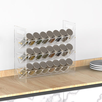WUIVIUT Spice Rack Organizer for Cabinet, Kitchen Countertop Shelf Organizer for Spice Jars with Clear Acrylic