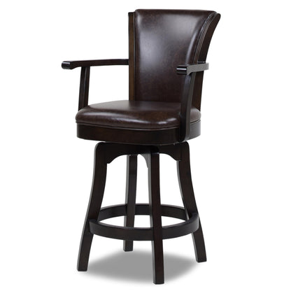 Jennifer Taylor Home Williams 27” Swivel Counter Height Bar Stool, Vintage Brown Faux Leather