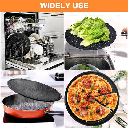 Apidgrowth Silicone Splatter Screen for Frying Pan,Grease Splatter Guard,Heat-Resistant Splatter Guards for Cooking,Dishwasher Safe (9.8", 11.4", 13")