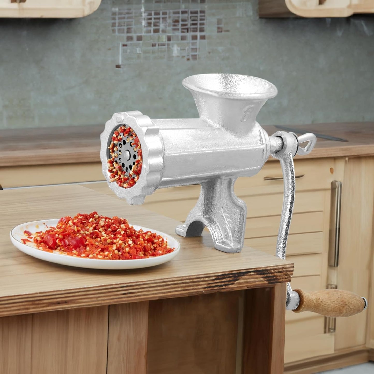 1 2 3 VEVOR Manual Meat Grinder, Heavy Duty Cast Iron Hand Meat Grinder with Steel Table Clamp, Meat Mincer Sausage