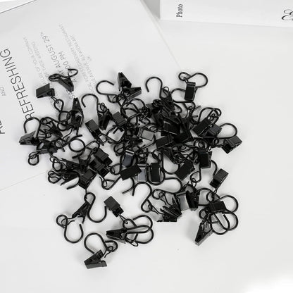 46 Pack HOOSUN Curtain Hooks Clips,S Hooks for Hanging Outside String Lights,Metal Curtain Rod Hooks,Small Light