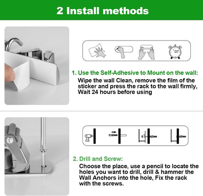 Voze Mop and Broom Holder - 3 Racks & 4 Hooks | Heavy-Duty Wall Mount Organizer for Home & Garage
