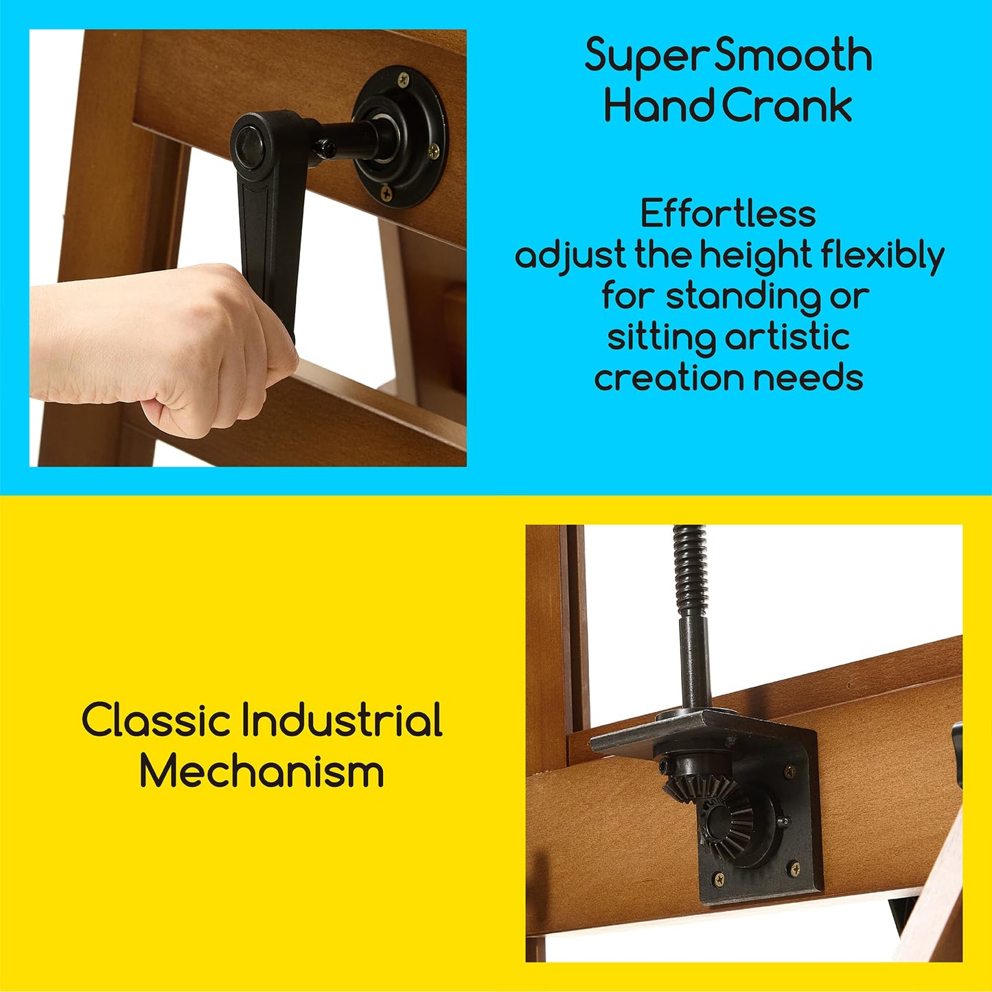 MEEDEN Extra-Large H Frame Easel: Solid Beech Wood Artist Painting Easel for Adults - Professional Heavy Duty Studio Easel with Crank - Movable and Tilting Flat Art Easel Stand for Canvas up to 76.7"