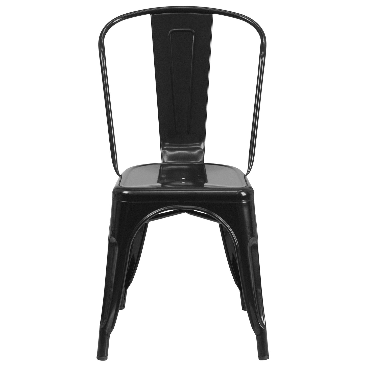 Flash Furniture Luke Commercial Grade 4 Pack Black Metal Indoor-Outdoor Stackable Chair