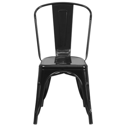 Flash Furniture Luke Commercial Grade 4 Pack Black Metal Indoor-Outdoor Stackable Chair