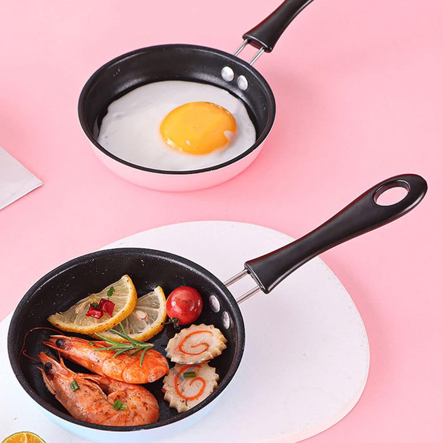 Dpofirs Mini Induction Frying Pan, 4.7in Single Egg Pan, Portable Pan with Heat Insulation Long Handle (Blue)