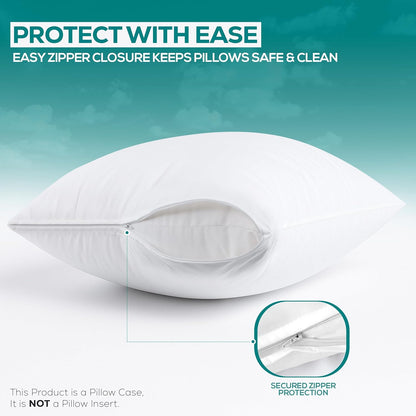 Utopia Bedding King Size Pillow Protectors - Set of 6 Zippered, Waterproof & Dust Mite Proof Covers (White)