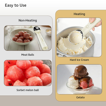 Cloukily Heated Ice Cream Scoop with ON/OFF Switch(Latest Gen 3.0): Rechargeable Electric Icecream Scooper with Holder,2025 Kitchen Gadgets for Hard Ice Cream, Waterproof IP67,Max to 158℉