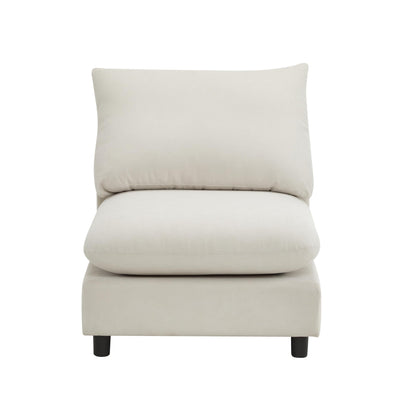 Christopher Knight Home Keria 4-Seater Sofa, Wooden Frame Modular Sectional Sofa, Upholstered Couch Set for Living Room, Soft Seating Lounge Sofa, Comfy Reading Chair Set, White Sand