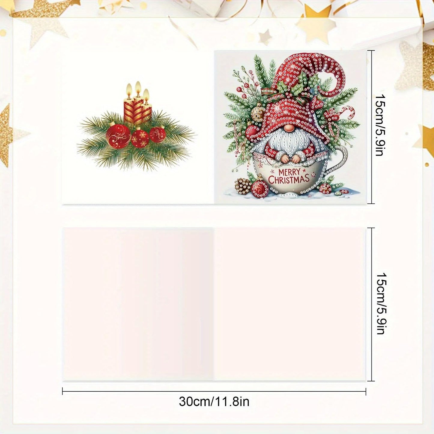 LumiCraft 6 Packs Merry Christmas Diamond Art Painting Greeting Card Kits, Gnomes Diamond Art Card with Envelope, DIY Craft Diamond Greeting Card Art Kits for Christmas
