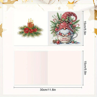 LumiCraft 6 Packs Merry Christmas Diamond Art Painting Greeting Card Kits, Gnomes Diamond Art Card with Envelope, DIY Craft Diamond Greeting Card Art Kits for Christmas