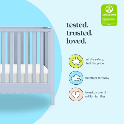 Davinci Sammy Scallop 4-in-1 Convertible Crib in Powder Blue, GREENGUARD Gold Certified