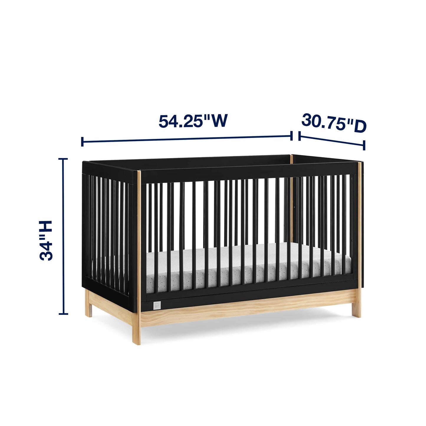 GAP babyGap Tate 4-in-1 Convertible Crib - Greenguard Gold Certified, Ebony/Natural
