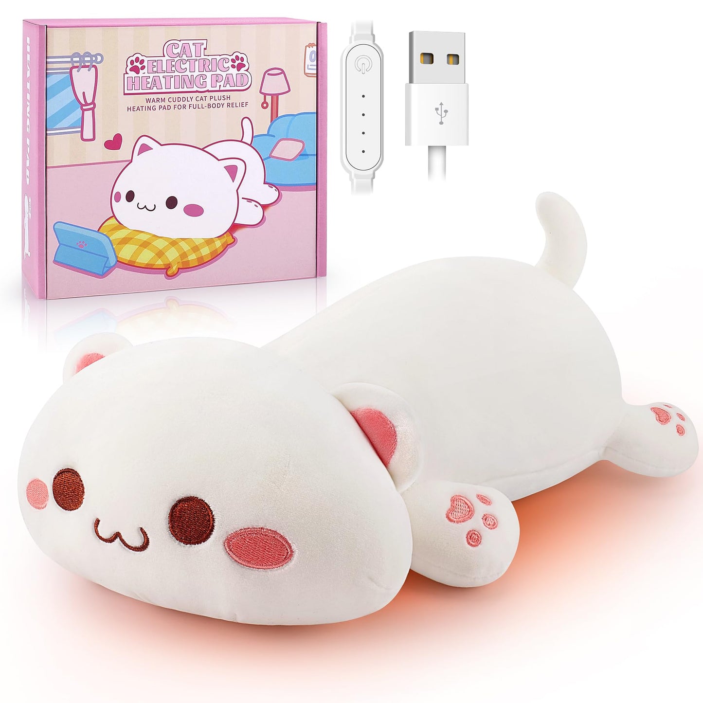 Electric Heating Pad for Period Cramps, Cuddly Soft 14" Capybara Plush with a Hot Soft Belly USB Powered, Menstrual Heating Pad Neck Shoulder Pain Relief, Gift for Women Daughter Wife