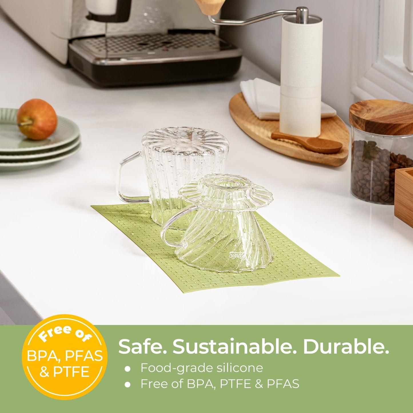 Keechee Silicone Non-Slip Mat for Cutting board, Preventing Cutting Injuries in the Kitchen Chopping Boards Feet for Kitchen Safe, Warm Gifts for Kitchen & Home Protector (Green)