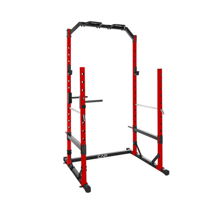 CAP Barbell Multi-Use Power Rack – Heavy-Duty Power Cage with Pull-Up Bar, Dip Handles, and J-Cup Catches – Strength Training Gym Rack for Home or Garage Gym | Red