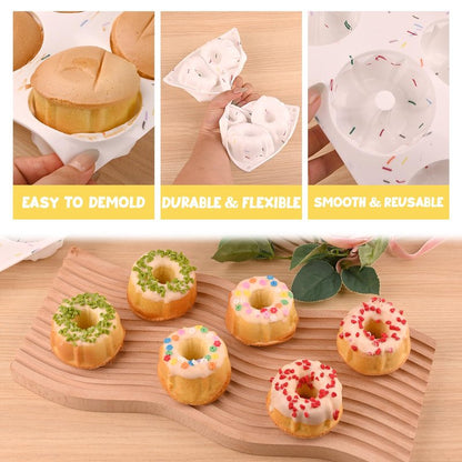 HUAKENER 3 Pcs Mini Fluted Cake Pan, 6-Cavity Fluted Tube Cake Pan, Non-stick Silicone Baking Mold for Cupcakes, Donuts, Muffins, Cornbread, Brownies, Jellies