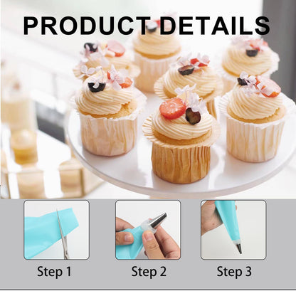 Vvluvva Piping Tips Set with Organizer Case, Stainless Steel Cake Decorating Tips for Cupcakes Cookies and Pastries, Cookie Icing and Buttercream Frosting Kit with Pattern Chart (A-48Pcs)