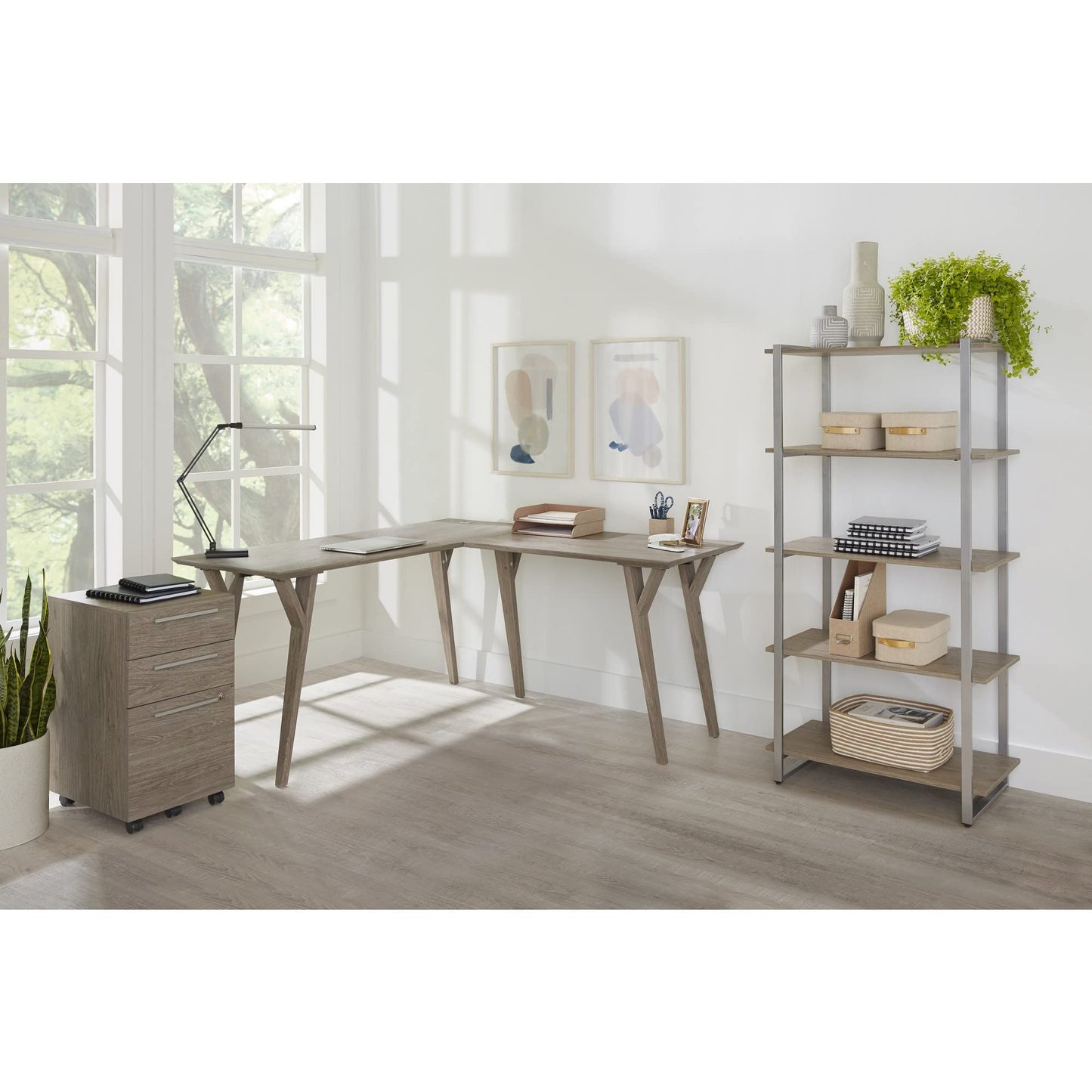 Realspace® Trezza 19" D Vertical 3-Drawer Mobile File Cabinet, Light Oak