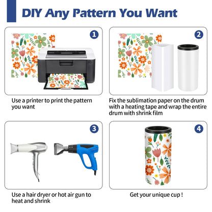 8 Pack Sublimation Slim Skinny Can Cooler Blank Sublimation Can Holder Stainless Steel Insulated Can Cooler Sublimation Tumbler Vinly Gifts, White 12oz
