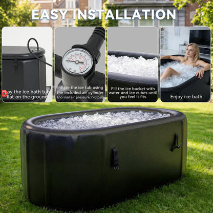 SunSwell XXL Ice Bath Tub for Athletes, Portable Bathtub, Inflatable Cold Plunge Tub with Cover& Pump,193-Gallon Long-Lasting Insulation, Water-Absorbent Mat, for Outdoor & Indoor Use