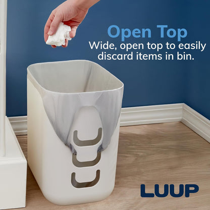 2pk, 2.5 STORi Luup Bathroom Wastebasket Secure Grocery Bags, Plastic Garbage Container for Vanity, Laundry Room