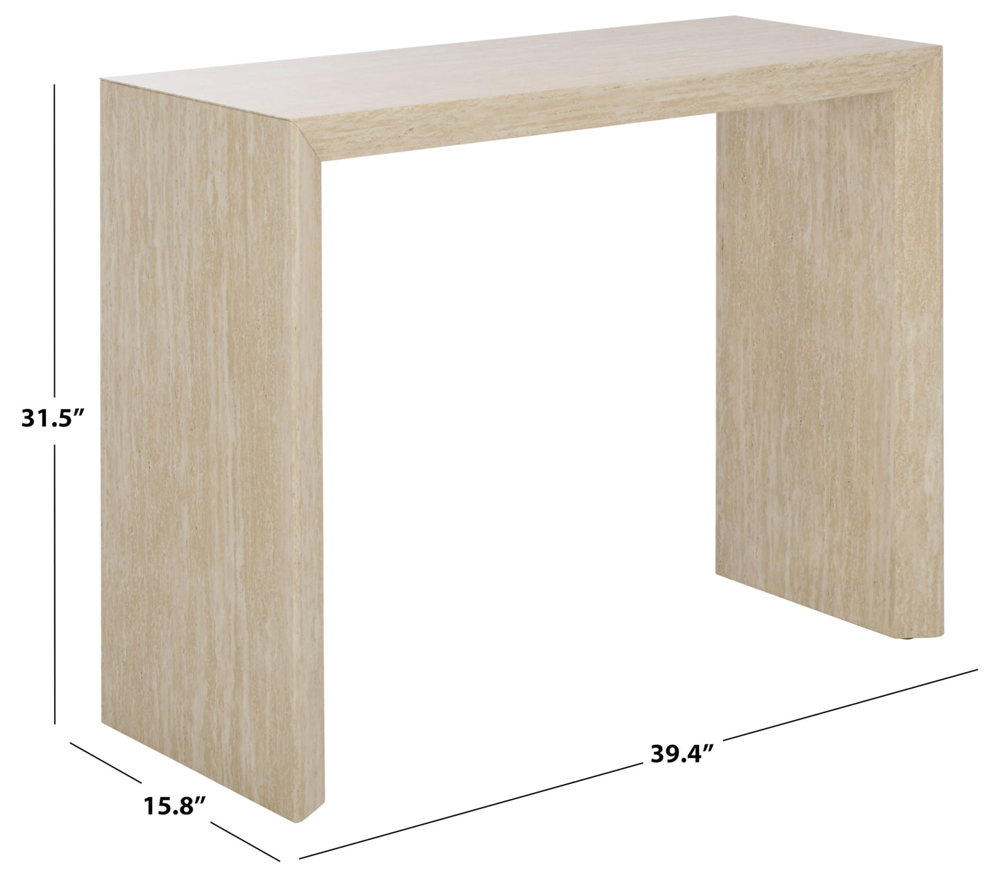 SAFAVIEH Home Collection - Woodrow Faux Travertine Console Table, Minimalist Modern Entryway Accent (CNS7005B)