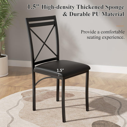 VECELO 5 Piece Dining Table Set for 4, Faux Marble Dinette with Chairs for Kitchen, Breakfast Nook, Small Space, Pure Black