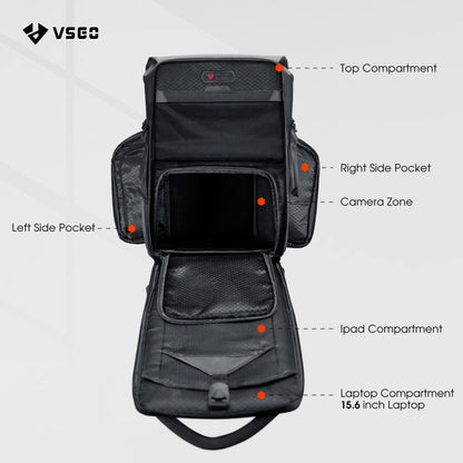 VSGO 20L Professional Camera Backpack for DSLR/SLR, Compatible with Sony Canon Nikon Cameras, DJI RSC2 Gimbals, Tripod, 15.6" Laptop, Lenses & Accessories – Waterproof TPU Canvas, Travel & Outdoor Use