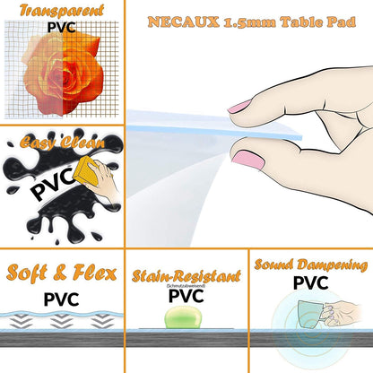 12 Inch 2mm NECAUX Round Clear Table Cover Protector, Thick Upgraded Version, Unshrinkable Waterproof Oil Proof Plastic