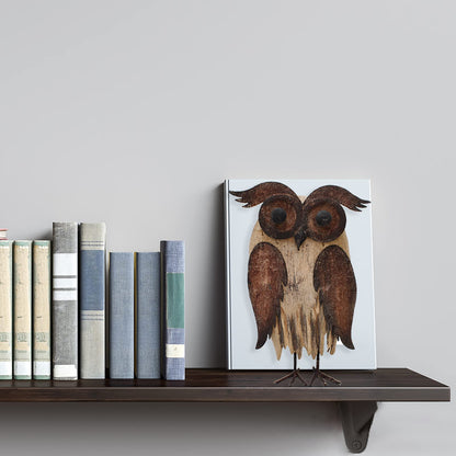 E-view Rustic Owl Figurines Decor Animal Statue for Home - Wooden Stand Owl Sculptures Decorations for Living Room Bedroom - Shelf Decoration Decorative Tabletop Collection (Owl A)