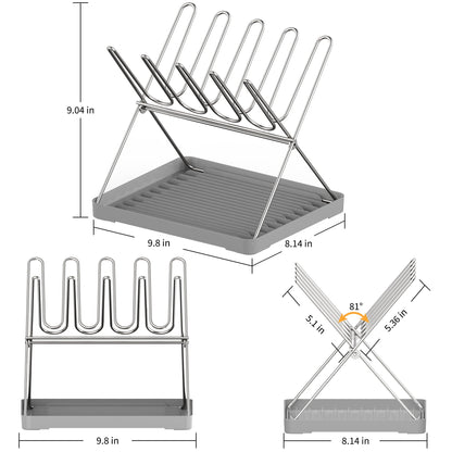 Solvrix Bottle Drying Rack, Stainless Steel Foldable Water Bottle Drying Rack Organizer with Drain Tray for Baby Bottles, Cups, Mugs and Glass, Baby Bottles Dryer Countertop, Stainless Steel
