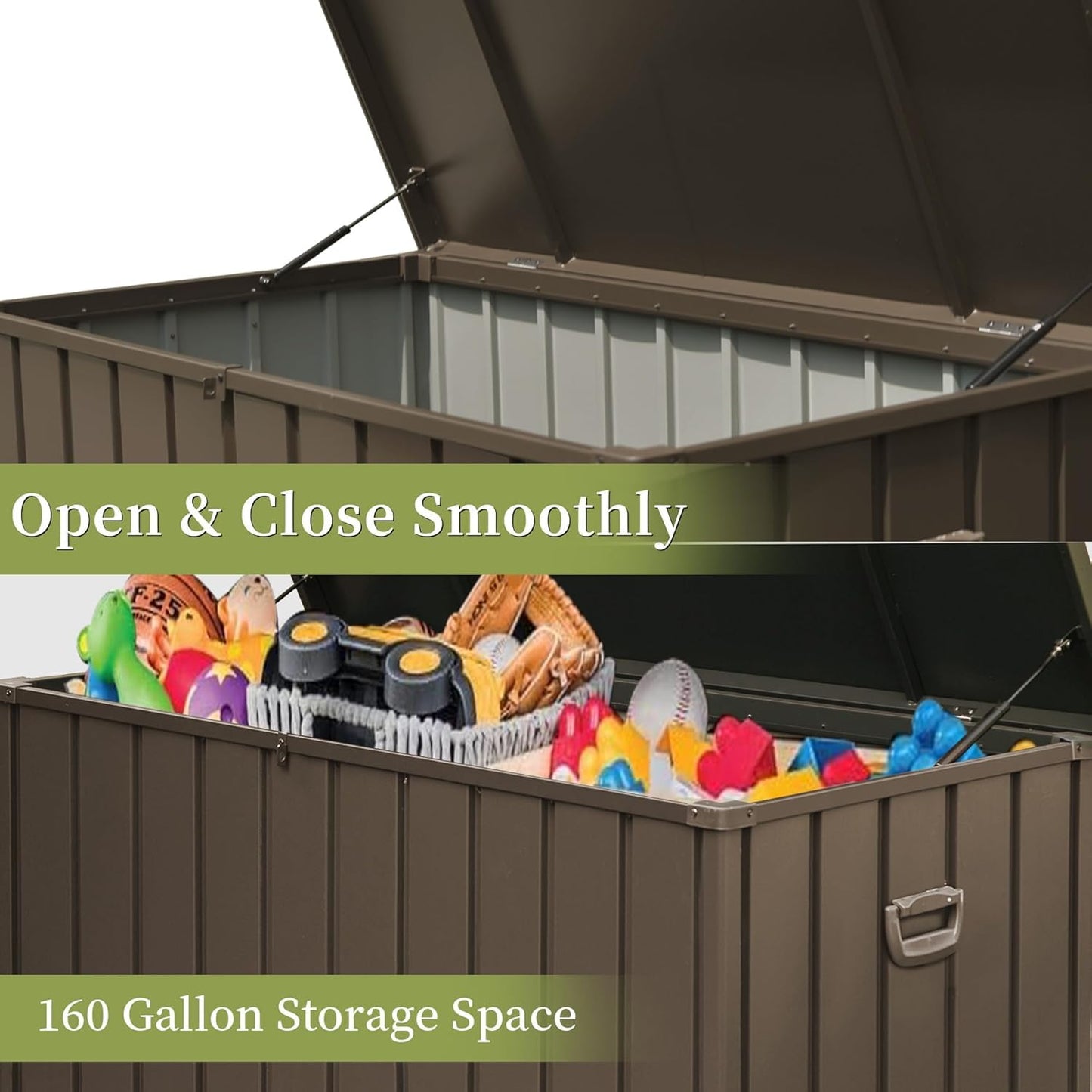 160 Gallon Outdoor Storage Deck Box – Waterproof & Lockable Large Patio Storage Bin with Durable Construction, Perfect for Cushions, Throw Pillows, Garden Tools & Outdoor Equipment, Dark Brown