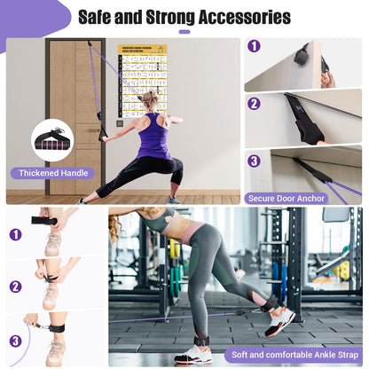Resistance Bands with Handles for Women, 5 Level Exercise Bands Workout Bands for Physical Therapy, Yoga, Pilates, Door Anchor, Storage Pouch