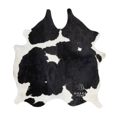 Khara Home Premium 100% Genuine Cowhide Rug Large 5x7 Ft Leather Area Rug for Living Room, Cozy, Unique, and Durable, Western Home Decor – from Argentina (Black & White, 5 x 7)