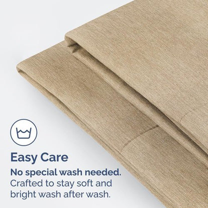 King Pillow Cases by Luxurious Home | Ultra Soft Hotel Quality - Wrinkle Free & Fade Resistant - 4 Piece Set in Heathered Tan