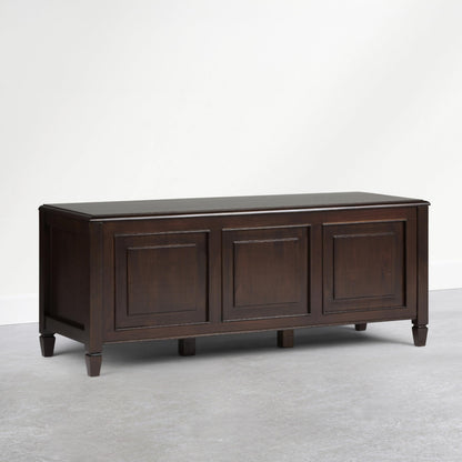 SIMPLIHOME Connaught Entryway Storage Bench - 51 inch Wide Solid Wood Storage Trunk Seat in Dark Kona Brown, Traditional Bench for Entryway or Living Room with Lift-Up Lid and Decorative Moulding