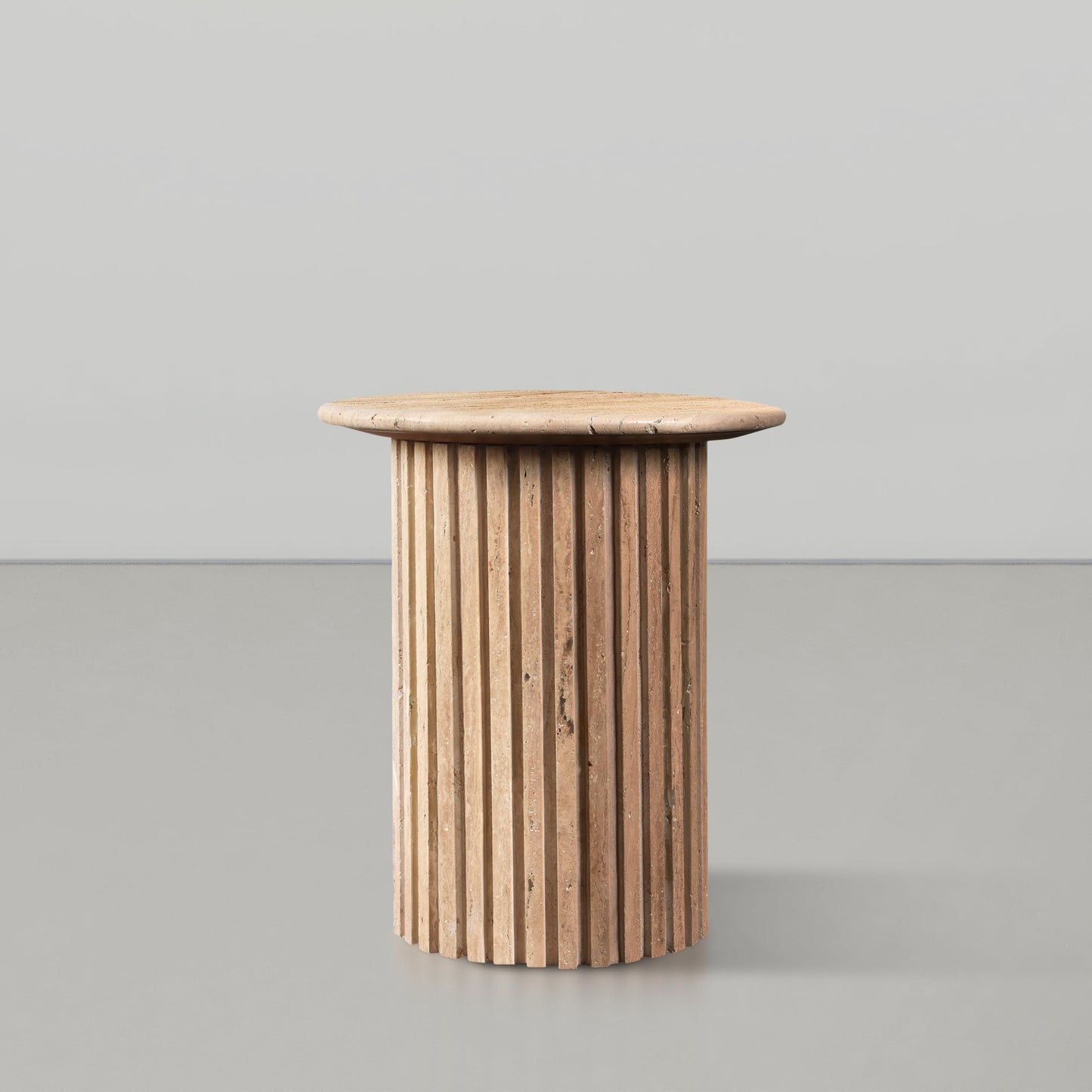 Meridian Furniture 248Travertine-ET Genoa Collection Art Deco End Table with Handcrafted Genuine Travertine, Natural Travetine Beige Color, 18" W x 18" D x 20" H, Beige