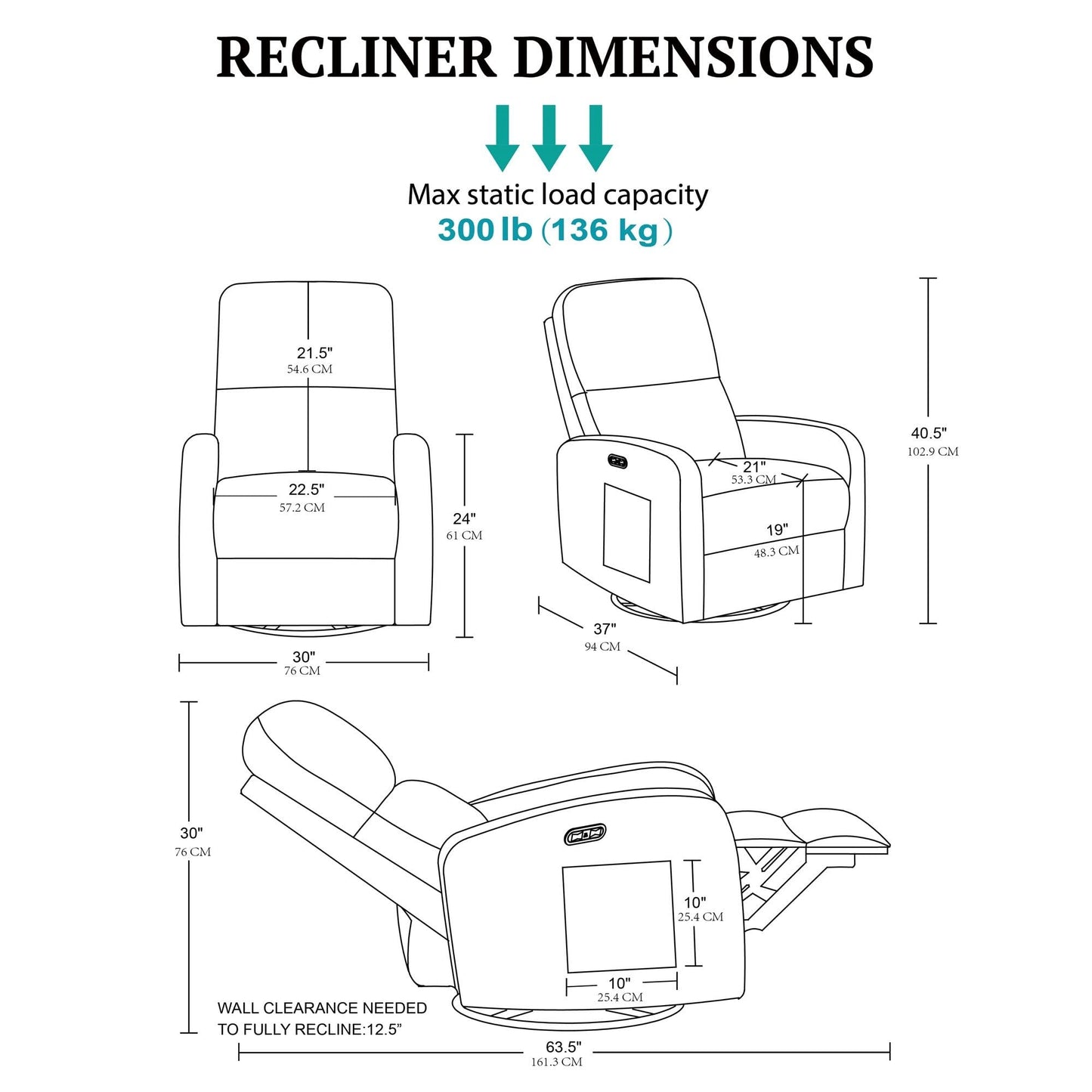 Ink+Ivy Recliner & Rocking Chair: Glider Recliner Nursery Chair for Living Room & Bedroom, Swivel Rocker Recliner with Side Pockets, Comfy Chair for Small Spaces, Beige