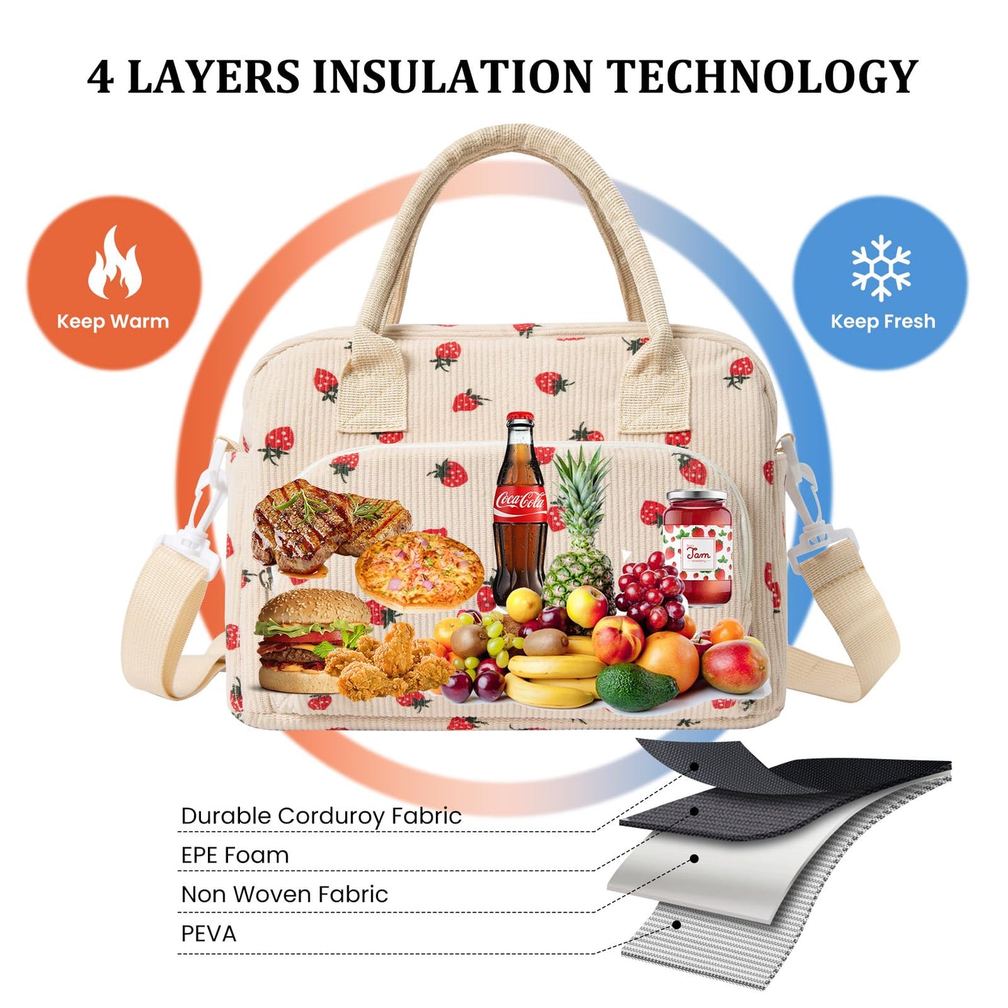 MEXS Insulated Lunch Bag for Women Men Large Reusable Lunch Box Adult Leakproof Portable Cooler Tote Bags for Work Picnic