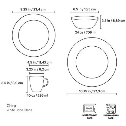 Lenox Chirp 4-Piece Place Setting, 5.1 LB, Multi
