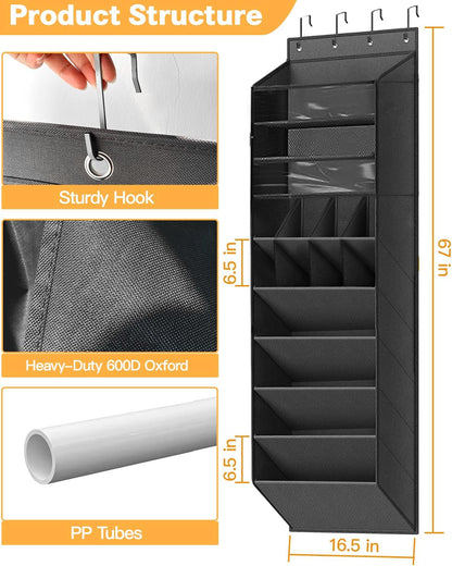LEHKG 8 6 8 Closet Over The Door Shoe Storage Organizer, Tiers Hanging Shoe Rack Behind Door Shoe Holder with Large