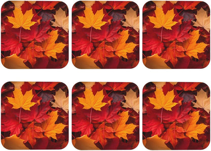 Nameapo Set 6 Autumn Fall Leaves Coasters for Drinks Leather Coasters of for Coffee Table for Housewarming Kitchen Bar