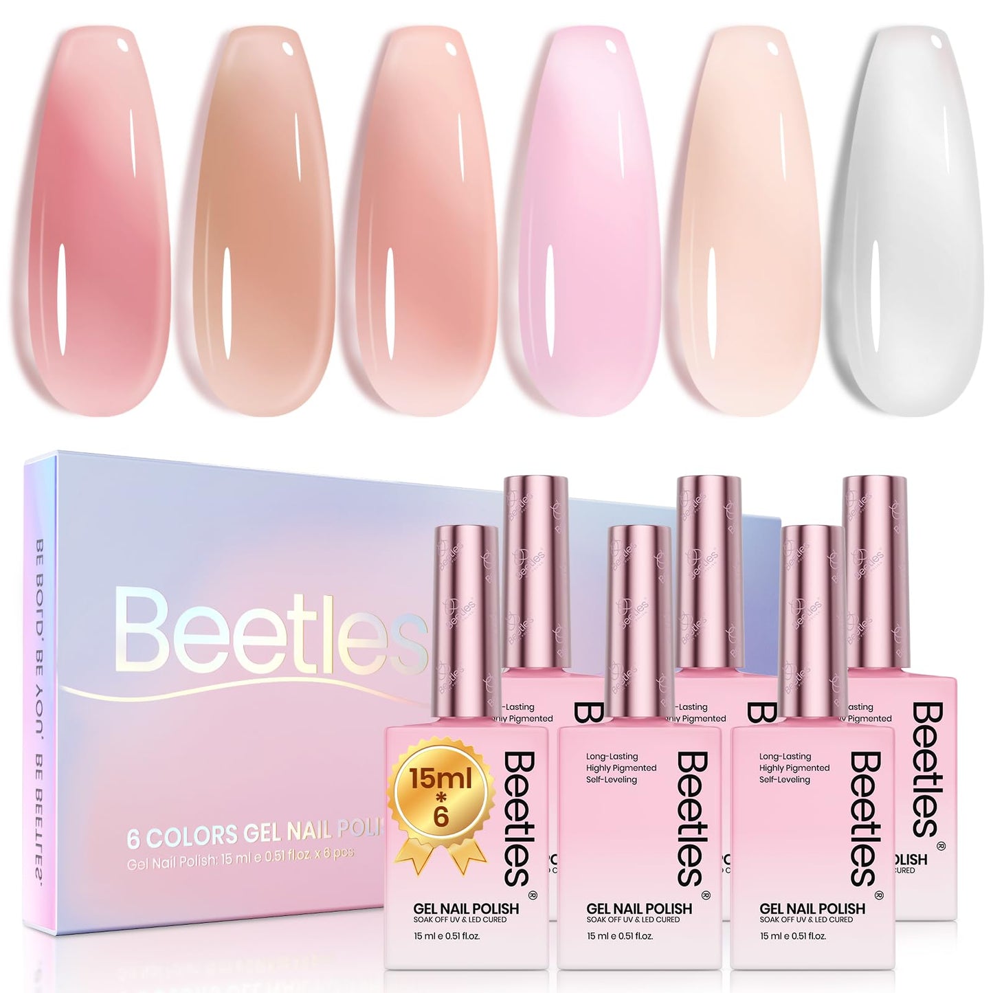 Beetles Cat Eye Gel Nail Polish Set, 6 Colors Glitter Red Pink Shiny Brown Burgundy Purple Blue Green Magnetic Effect Sparkle Stunning Nail Gel Polish Kit Soak Off UV Manicure Gifts for Women