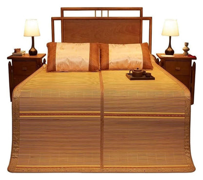 Summer Cooling Mat - Foldable Bamboo Mattress Topper Breathable & Sweat-Absorbent Reversible Bed Pad for Hot Weather Comfort Ideal for Home Bedroom Use.